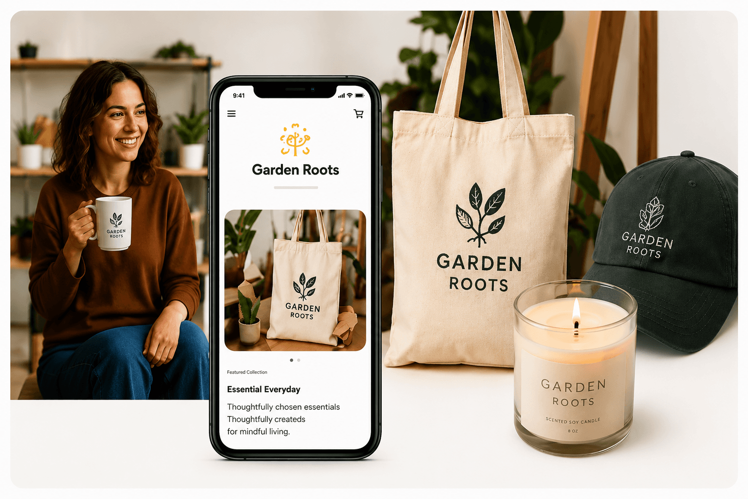 Garden Roots shop products and mobile storefront