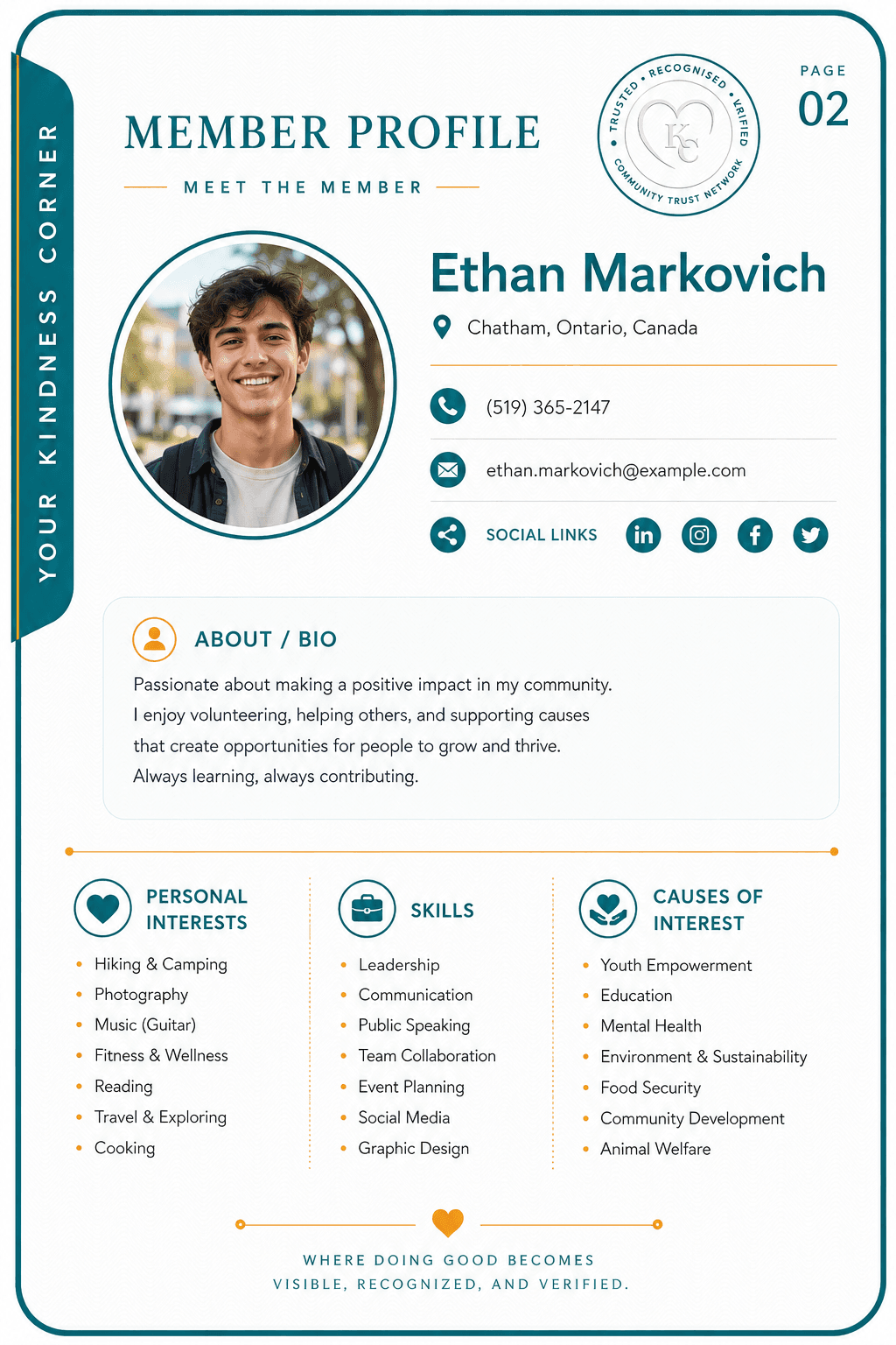Verified Impact Passport — member profile page