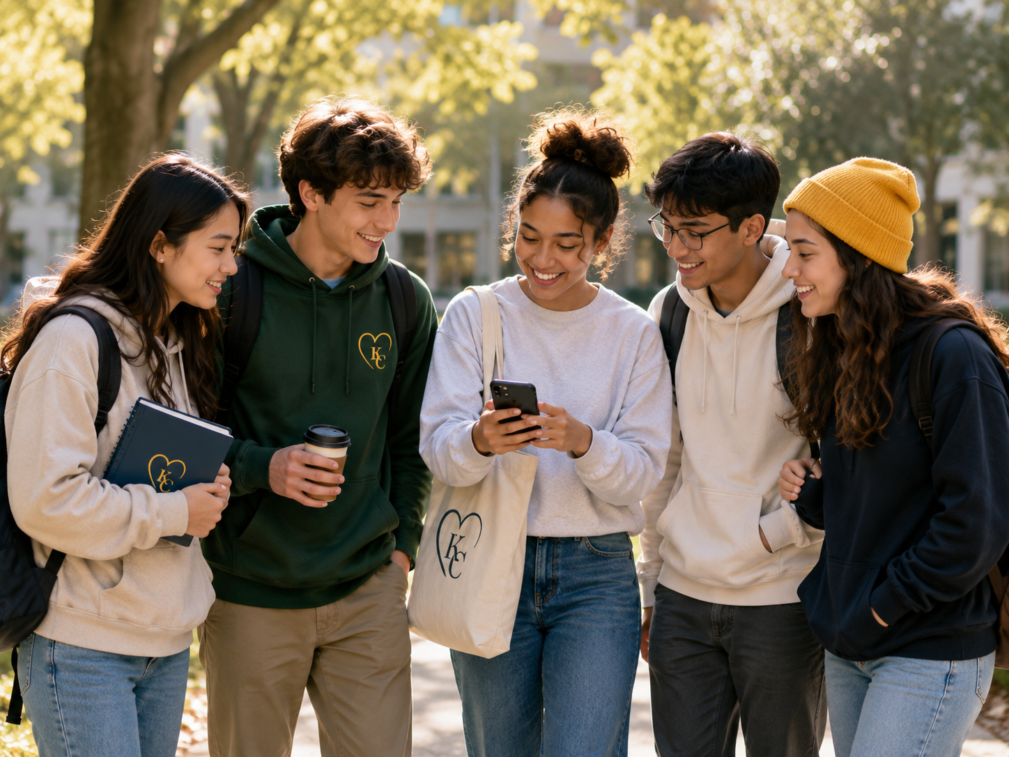 Students studying together outdoors